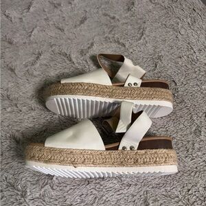 Soda Cream and Brown Espadrille Shoes with Jute Midsole-new